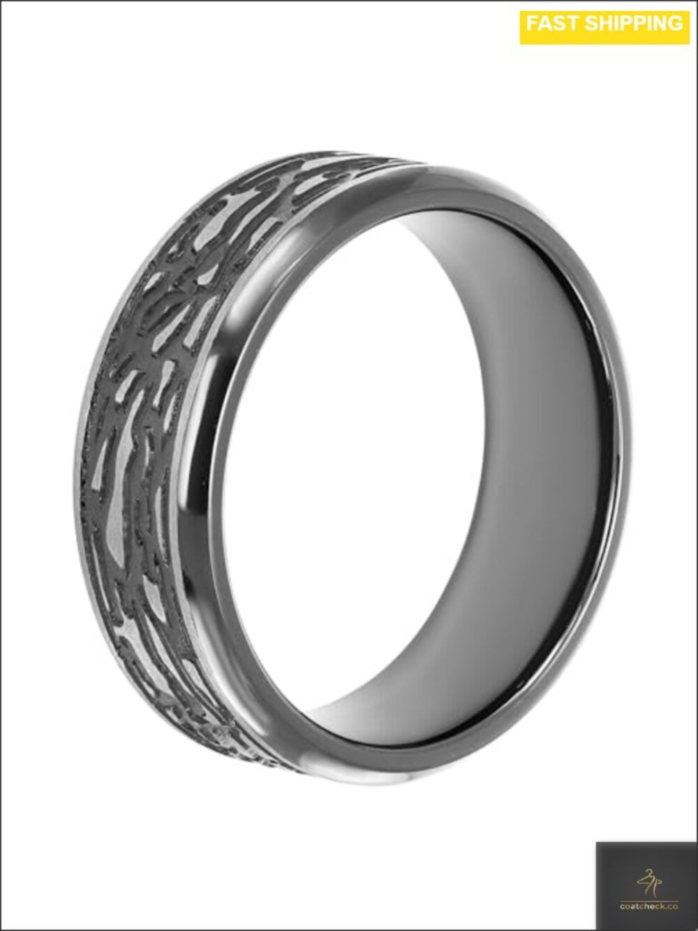 Comfort Fit Tantalum 8mm Rock Pattern Wedding Band Ring Size 12.5